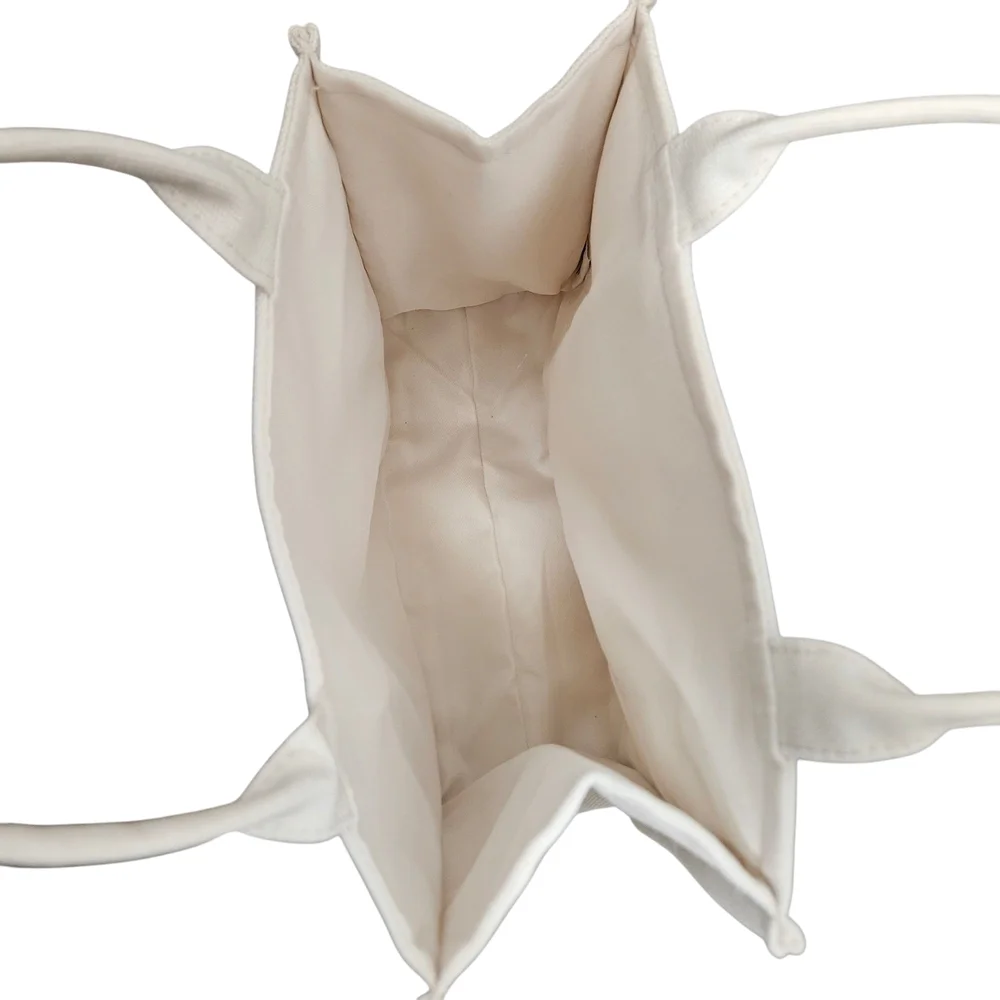 Laura Mercier Cream Canvas Tote Structured Design - Picture 5 of 6